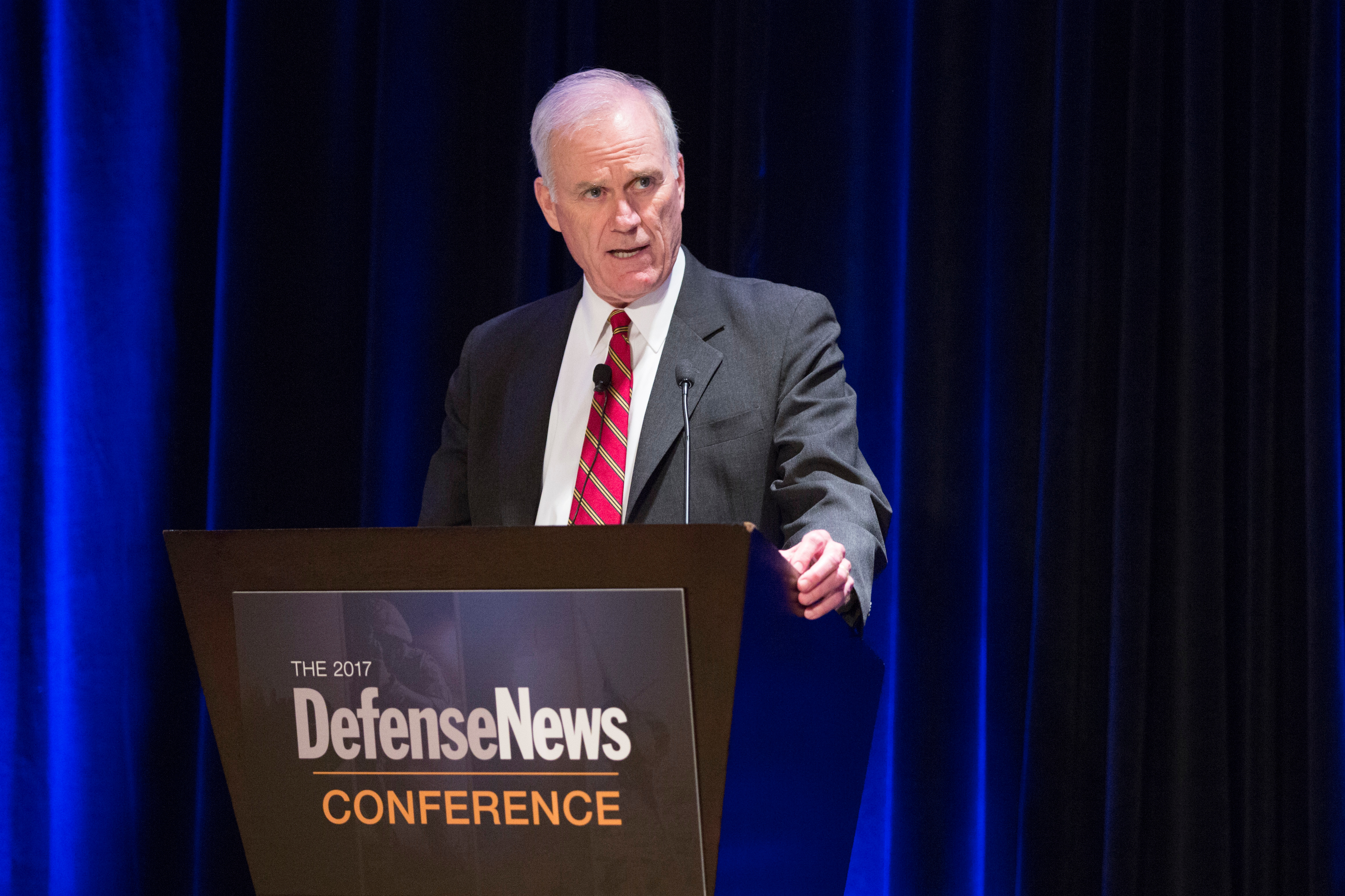 U.S. Navy Secretary Richard Spencer, gives a keynote address during the Defense News Conference, where he addressed two recent collisions between Navy destroyers and merchant ships in the Pacific region. (Amber Corrin/Staff)