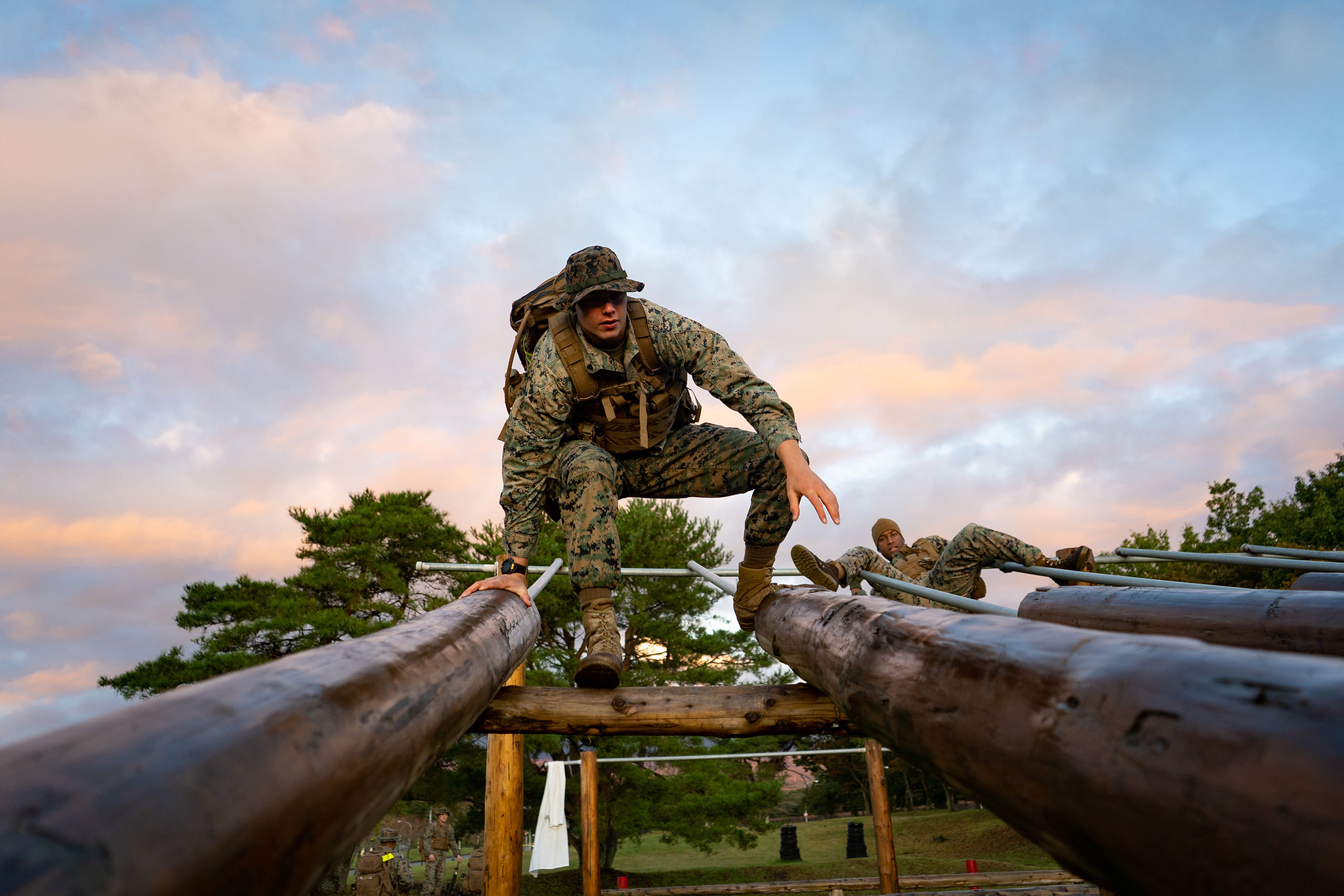 Marine Cpl. Jeffrey Wik runs through the obstacle course during a fire team competition as part of exercise Fuji Viper 20-1 on Camp Fuji, Japan, Oct. 30, 2019. (Cpl. Timothy Hernandez/Marine Corps)