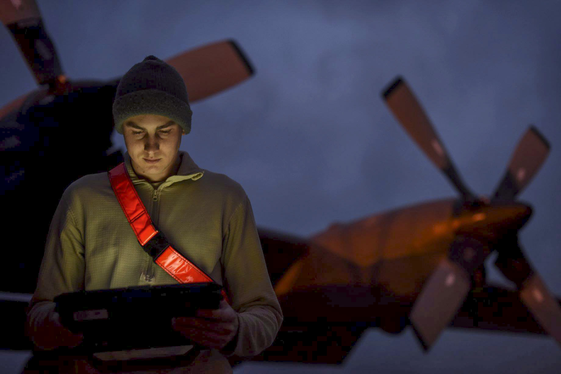 Airman 1st Class Matthew Cable, 4th Aircraft Maintenance Unit aerospace maintenance apprentice, reviews a technical order before starting preventative maintenance at Hurlburt Field, Fla., March 26, 2018. Maintainers with the 4th AMU work day and night to keep Hurlburt Field's aircraft ready for global operations. (A1C Caleb Pavao/Air Force)