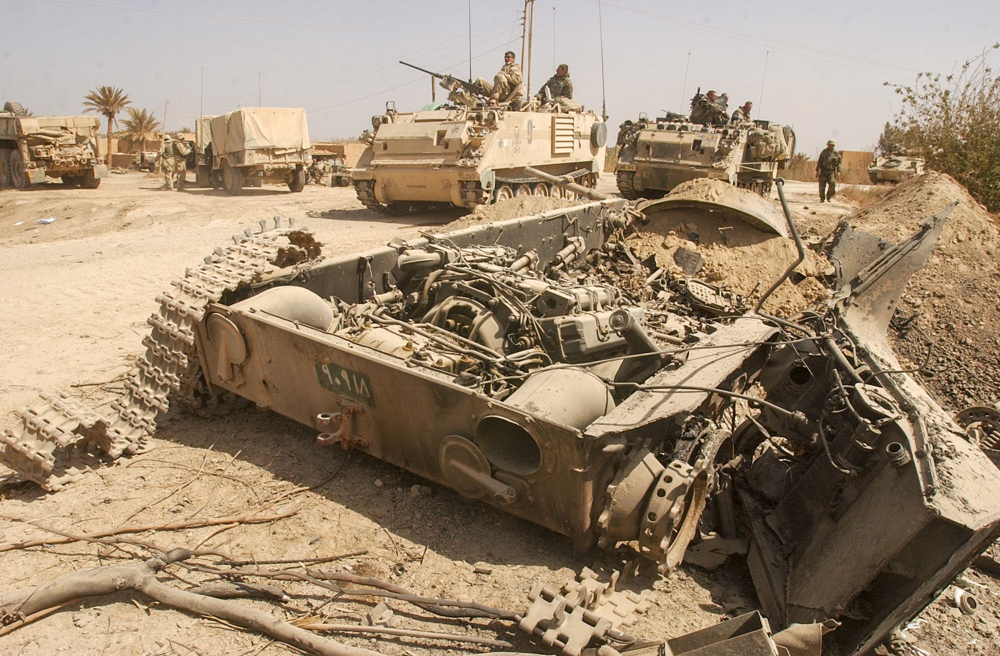A major assault was launched last night by the 3rd Infantry Division as the division makes it way towards Baghdad on 04/03/03 about 20km south of Baghdad, Iraq. (Warren Zinn/Army Times)