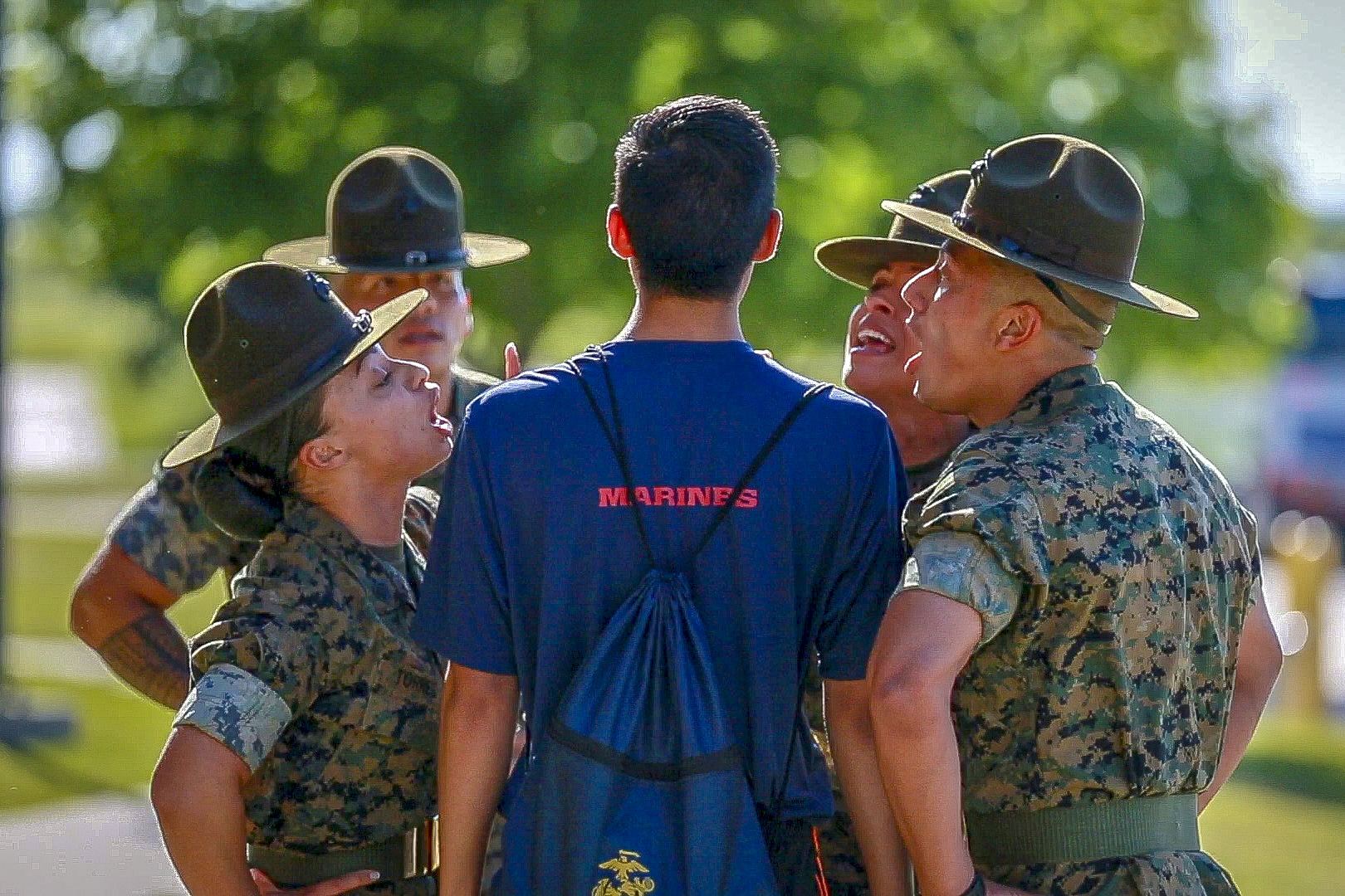 Future Marines from Marine Corps Recruiting Station Fort Worth got a taste of what Recruit Training will be like during the station’s Annual Pool Function, April 27-28, 2019. (Sgt. Danielle Rodrigues/Marines)