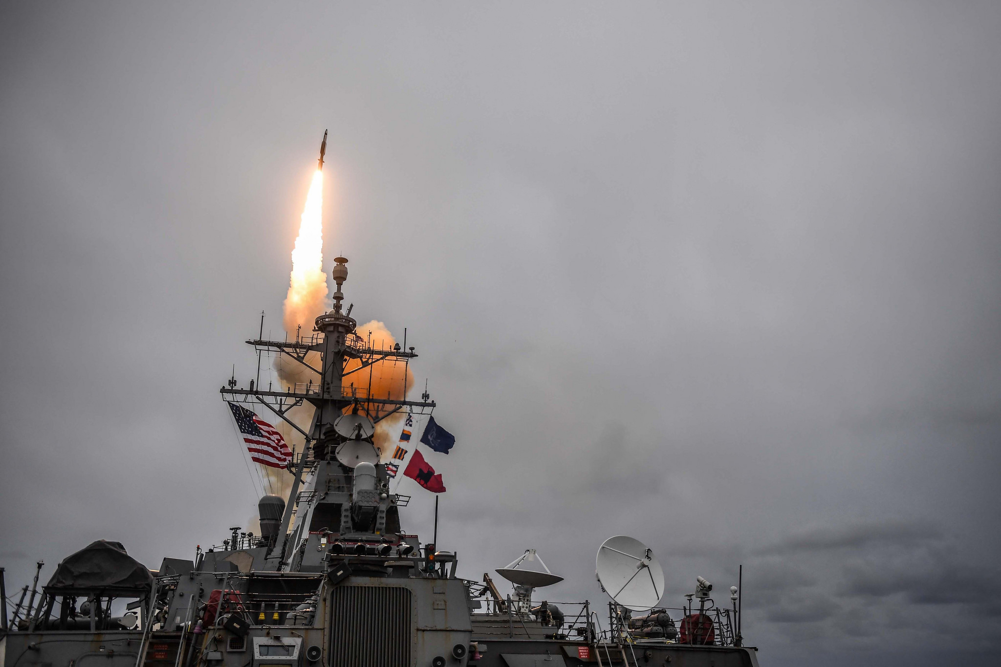 The Arleigh Burke-class guided-missile destroyer USS Donald Cook (DDG 75) fires a standard missile 3 during exercise Formidable Shield 2017. (Mass Communication Specialist 1st Class Theron J. Godbold)