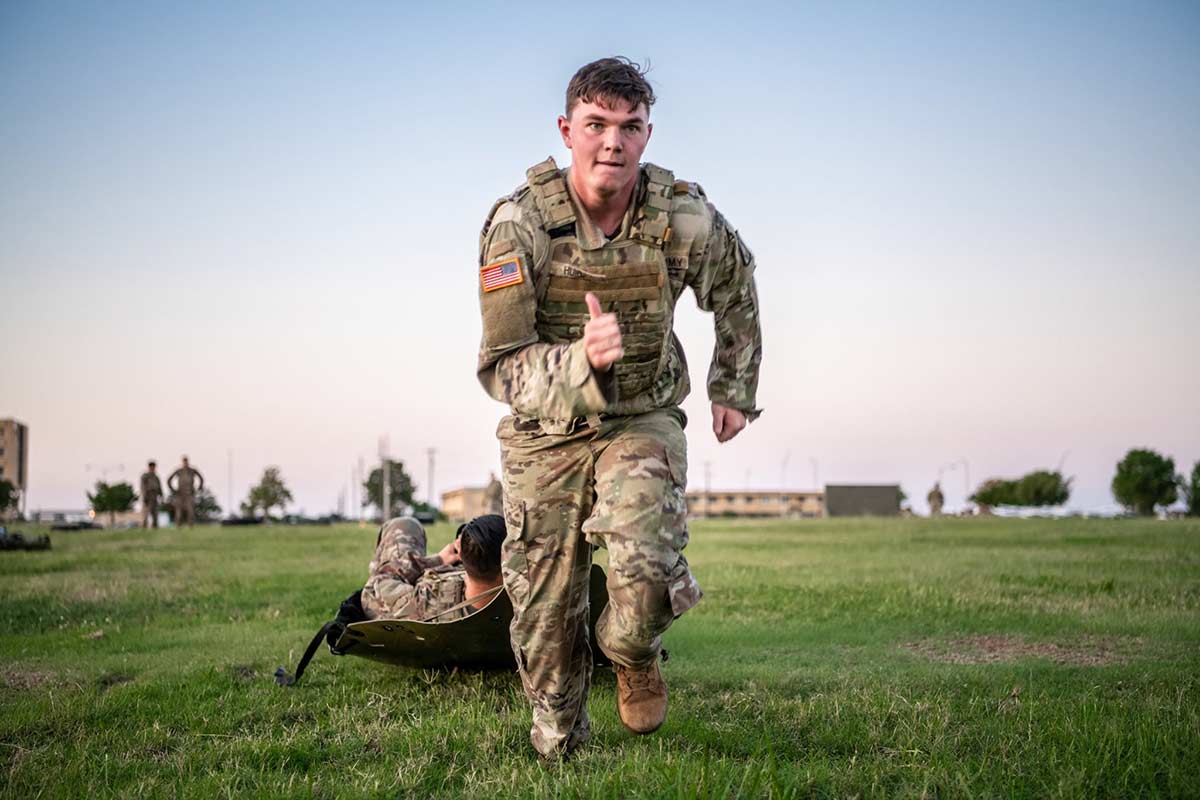 Soldiers conduct an intense circuit training course in preparation for the Army Combat Fitness Test, at Fort Sill, Okla. They are from 1st Battalion, 14th Field Artillery Regiment, 75th Field Artillery Brigade. (Sgt. Dustin D. Biven/Army)