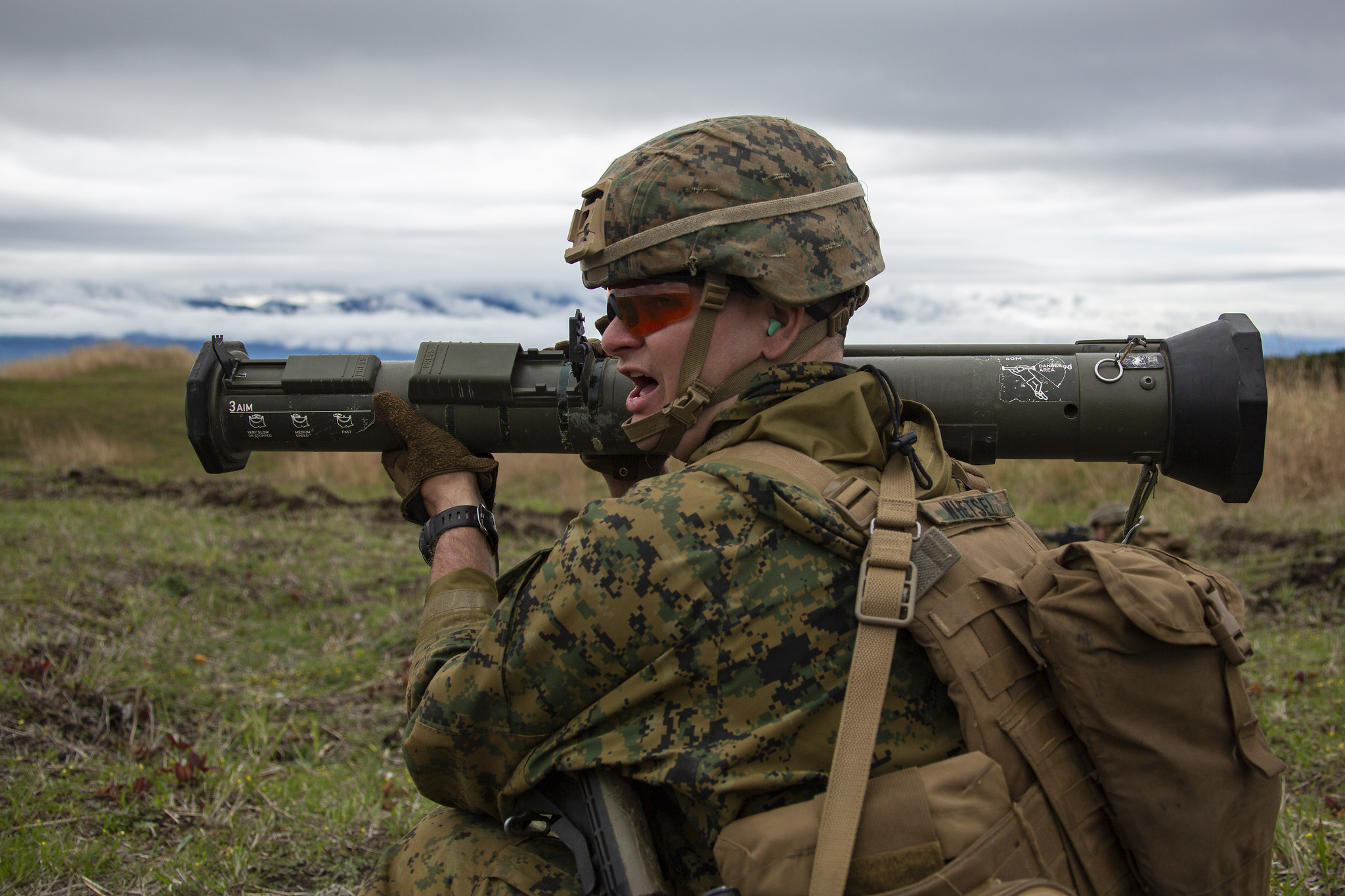 Lance Cpl. Andrew Whetsel prepares to fire an AT4 Rocket Launcher on May 1, 2019, during a live-fire training exercise at Combined Arms Training Center, Camp Fuji, Japan. (Lance Cpl. Joshua Sechser/Marine Corps)
