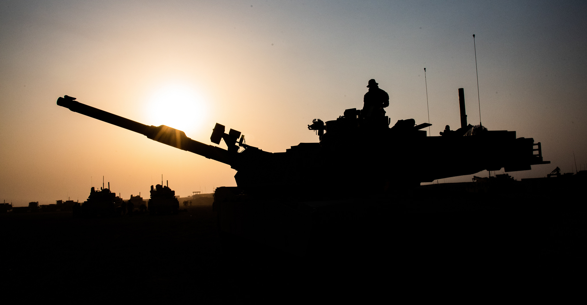 Vehicles are staged outside of Forward Operating Base Gerber, near Camp Buehring, Kuwait, as soldiers from the Mississippi National Guard's 155th Armored Brigade Combat Team prepare to use them to conduct Iron Union 8 training exercise with United Arab Emirates. (Staff Sgt. Michael Williams/Army National Guard)