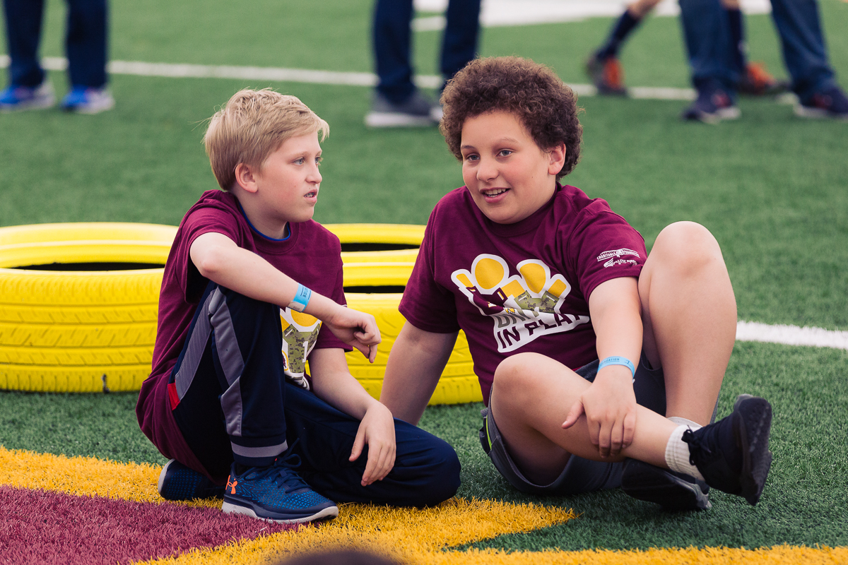 Military children participate in team-building activities for Army Forces Day on Saturday, June 19, 2018, at Redskins Park in Loudoun County, Va. (James Williams/Military Times)