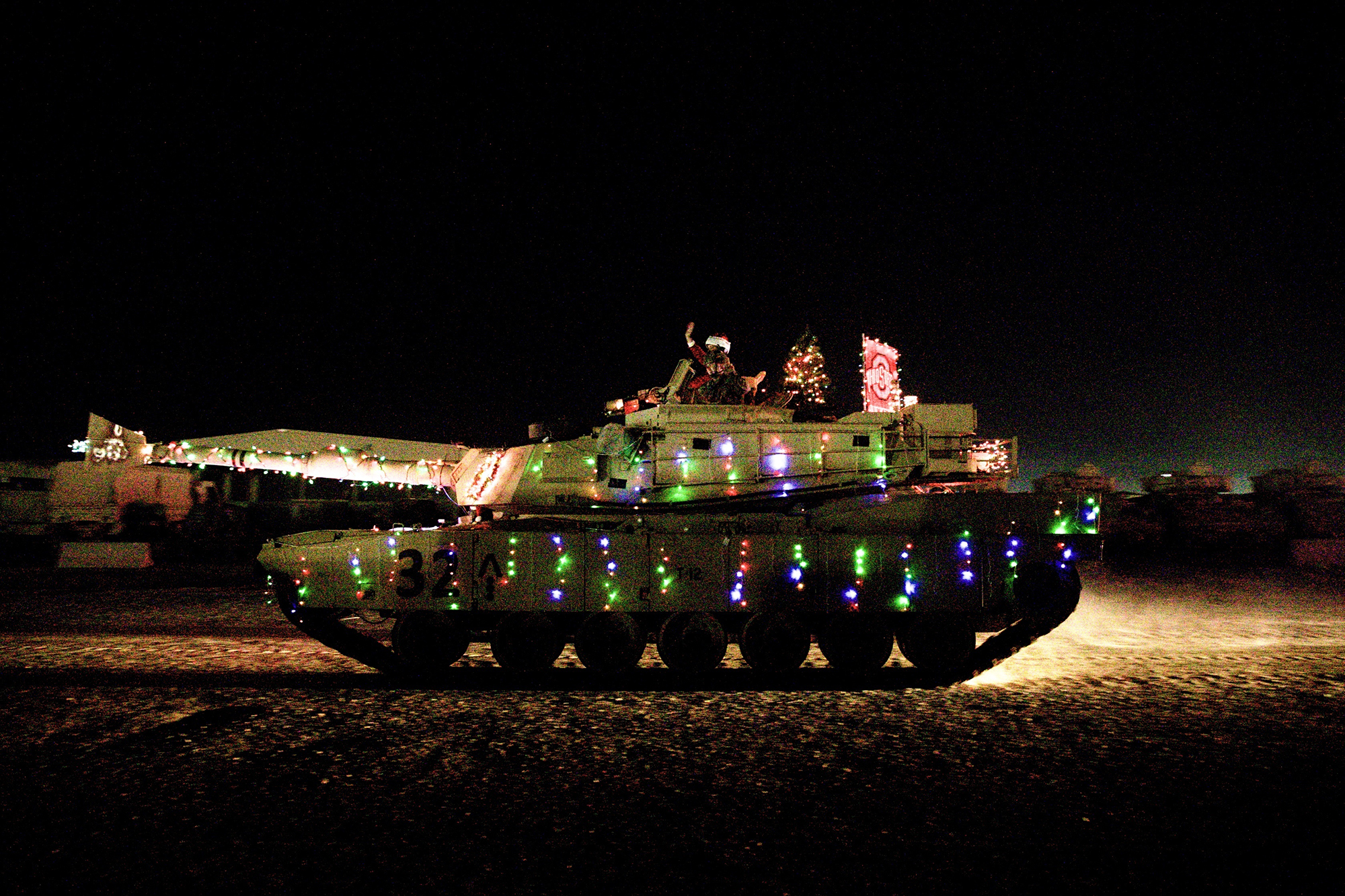 The 30th Armored Brigade Combat Team holiday parade on Dec. 24, 2019, in Kuwait. (Sgt. Devin Lewis/Army)