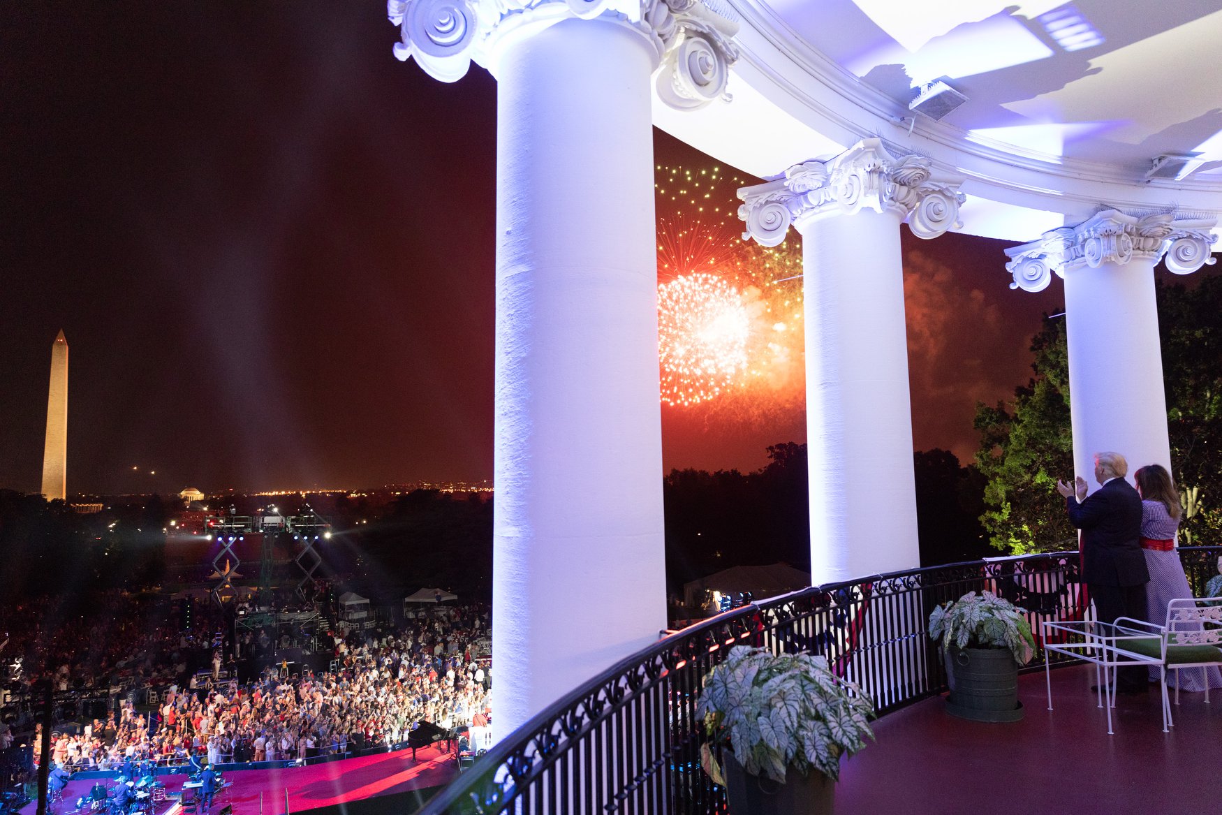 President Donald J. Trump and First Lady Melania Trump watch Fourth of July fireworks at the White House | July 4, 2018 (Official White House Photo/Shealah Craighead)