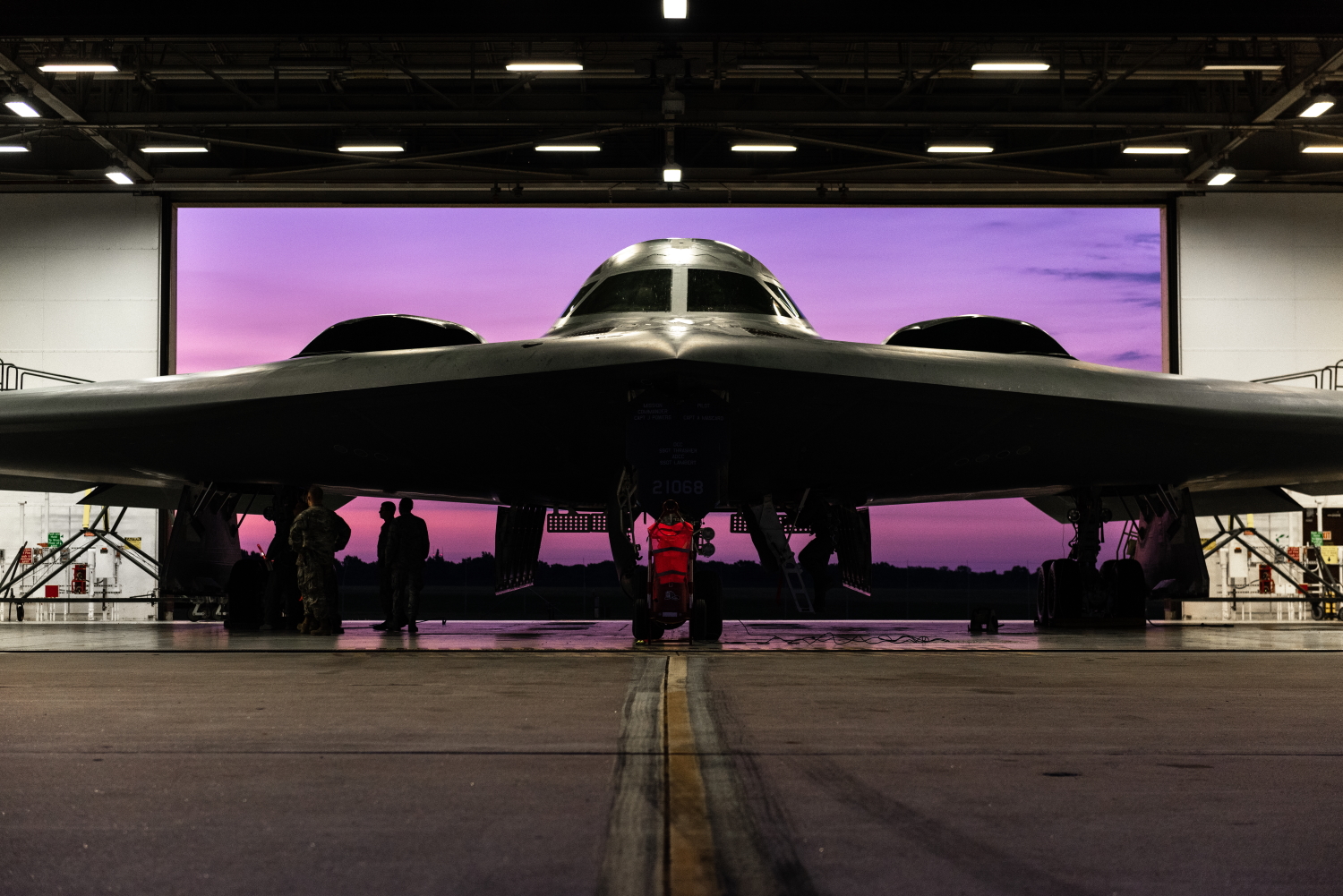 A B-2 Spirit aircraft is prepped for launch July 17, 2019, at Whiteman Air Force Base, Mo. Whiteman AFB is celebrating the 30th anniversary of the inaugural flight of the B-2 in 1989. (Senior Airman Thomas M. Barley/Air Force)