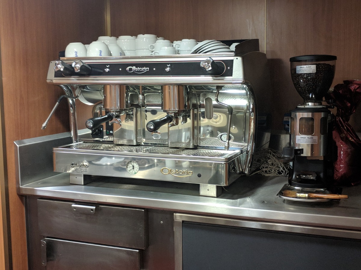 The Italian warship comes equipped with no fewer than five espresso machines. (David B. Larter/Staff)