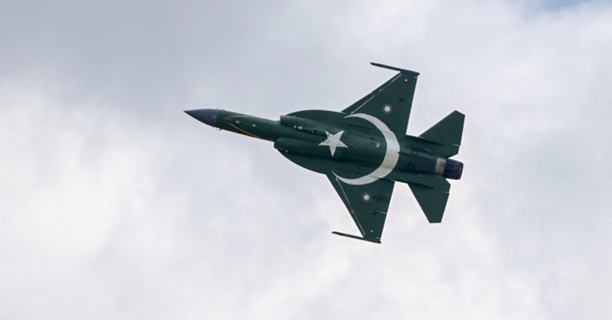 A Pakistani JF-17 Thunder performs its flying display at the Paris Air Show on June 17, 2019. (Eric Piermont/AFP via Getty Images)