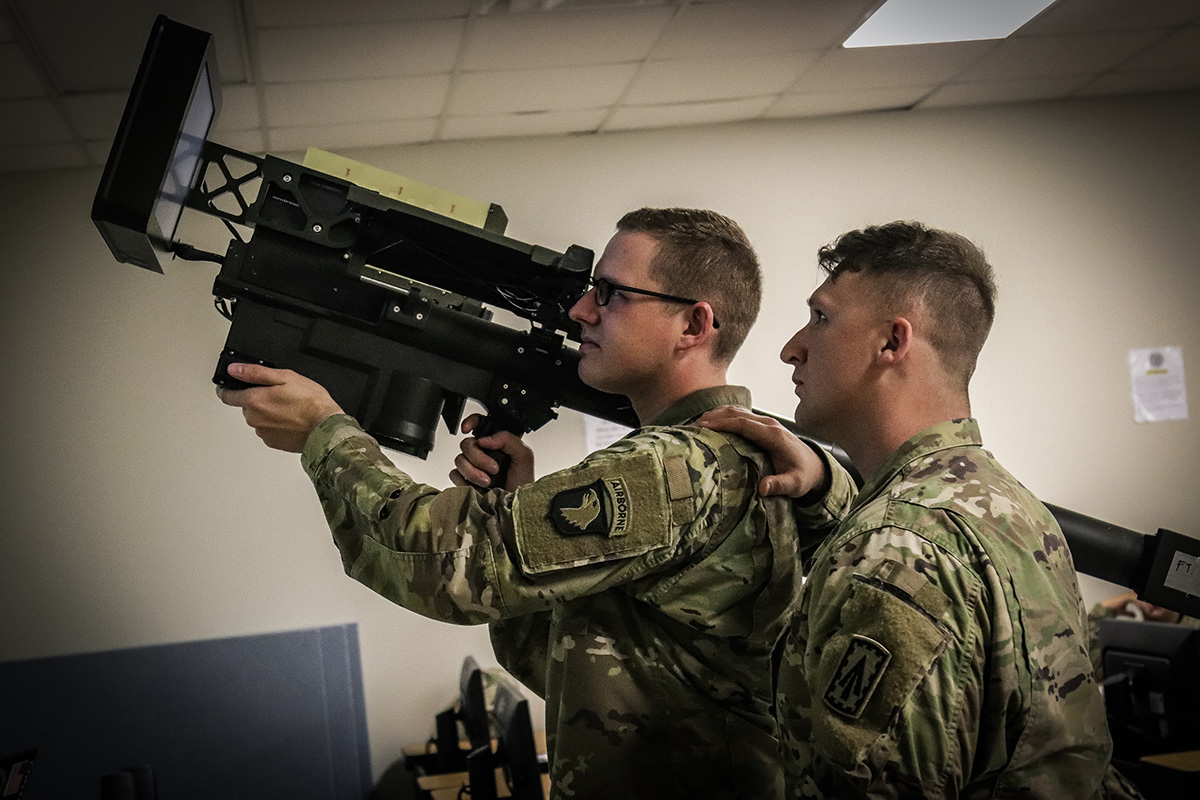 The Stinger Tactical Proficiency Trainer provides soldiers with the capability to identify and engage aircraft while in a garrison environment at Fort Campbell, Ky., Feb 7, 2019. (Sgt. Aaron Daugherty/Army)
