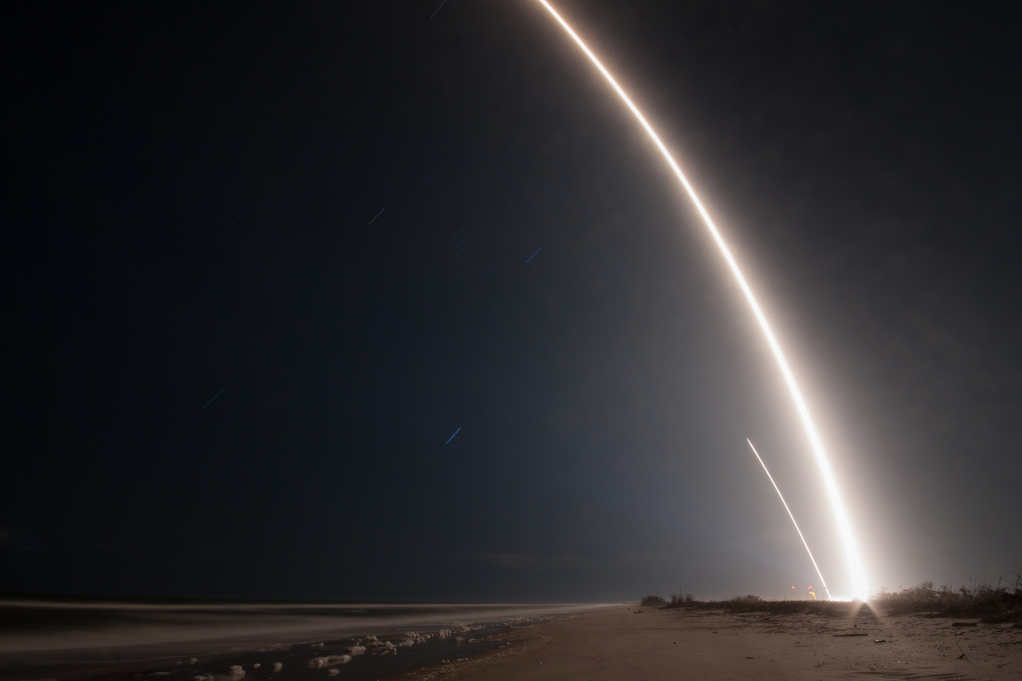 The 45th Space Wing supported the SpaceX launch of the Zuma spacecraft from Space Launch Complex 40 (SLC-40) at Cape Canaveral Air Force Station, Florida on Jan. 7, 2018. Following stage separation, Falcon 9’s first stage landed at SpaceX’s Landing Zone 1 (LZ-1) at Cape Canaveral Air Force Station, Florida. (Courtesy photo/SpaceX)