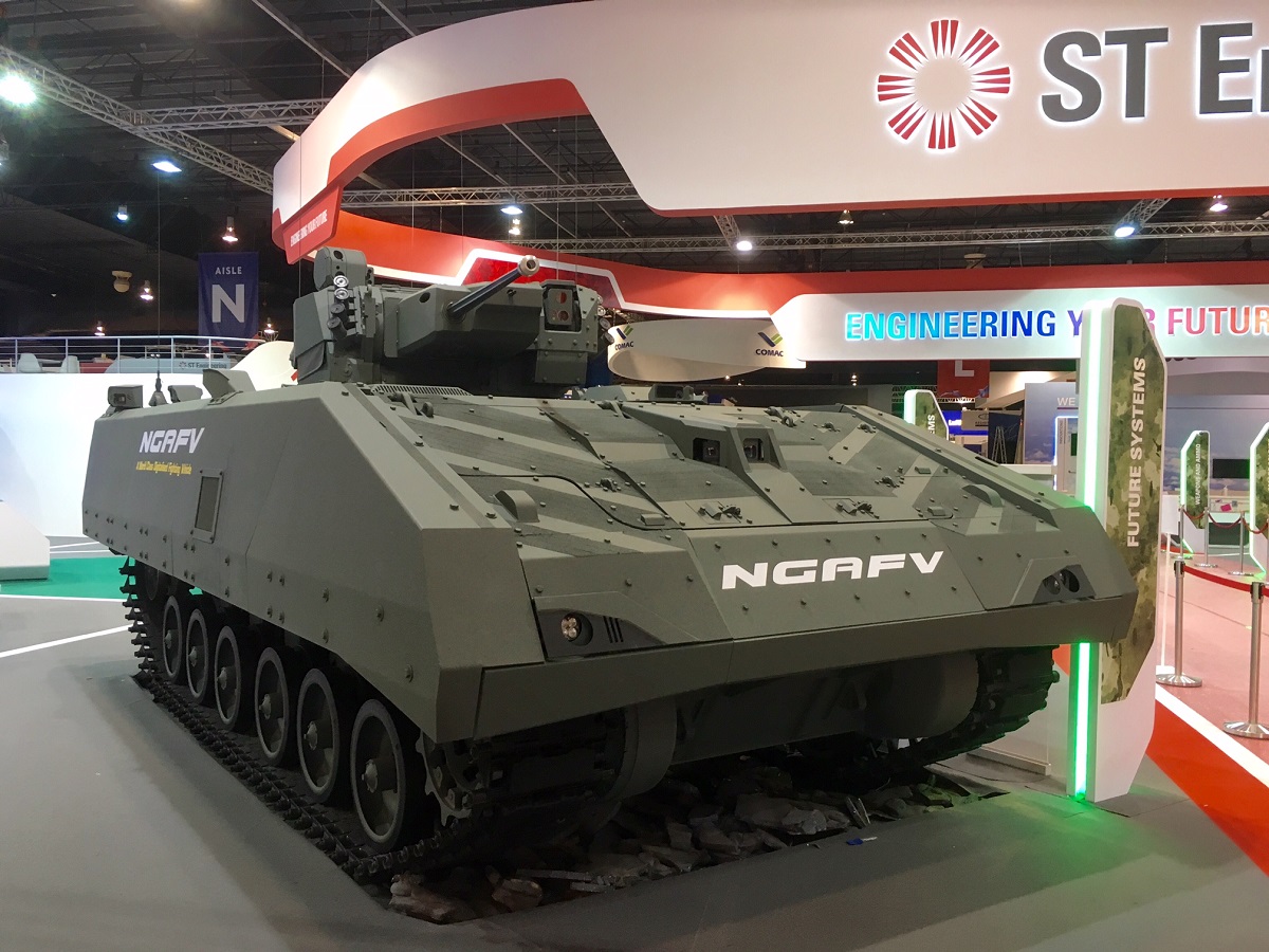 ST Kinetics displayed its next-generation armored fighting vehicle, which forms the basis of its offering for the U.S. Army's Mobile Protected Firepower program. The company is partnering with SAIC. (Mike Yeo/Staff)