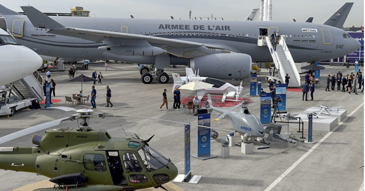 Airbus has a static display at the 2019 Paris Air Show at Le Bourget Airport. (Eric Piermont/AFP via Getty Images)
