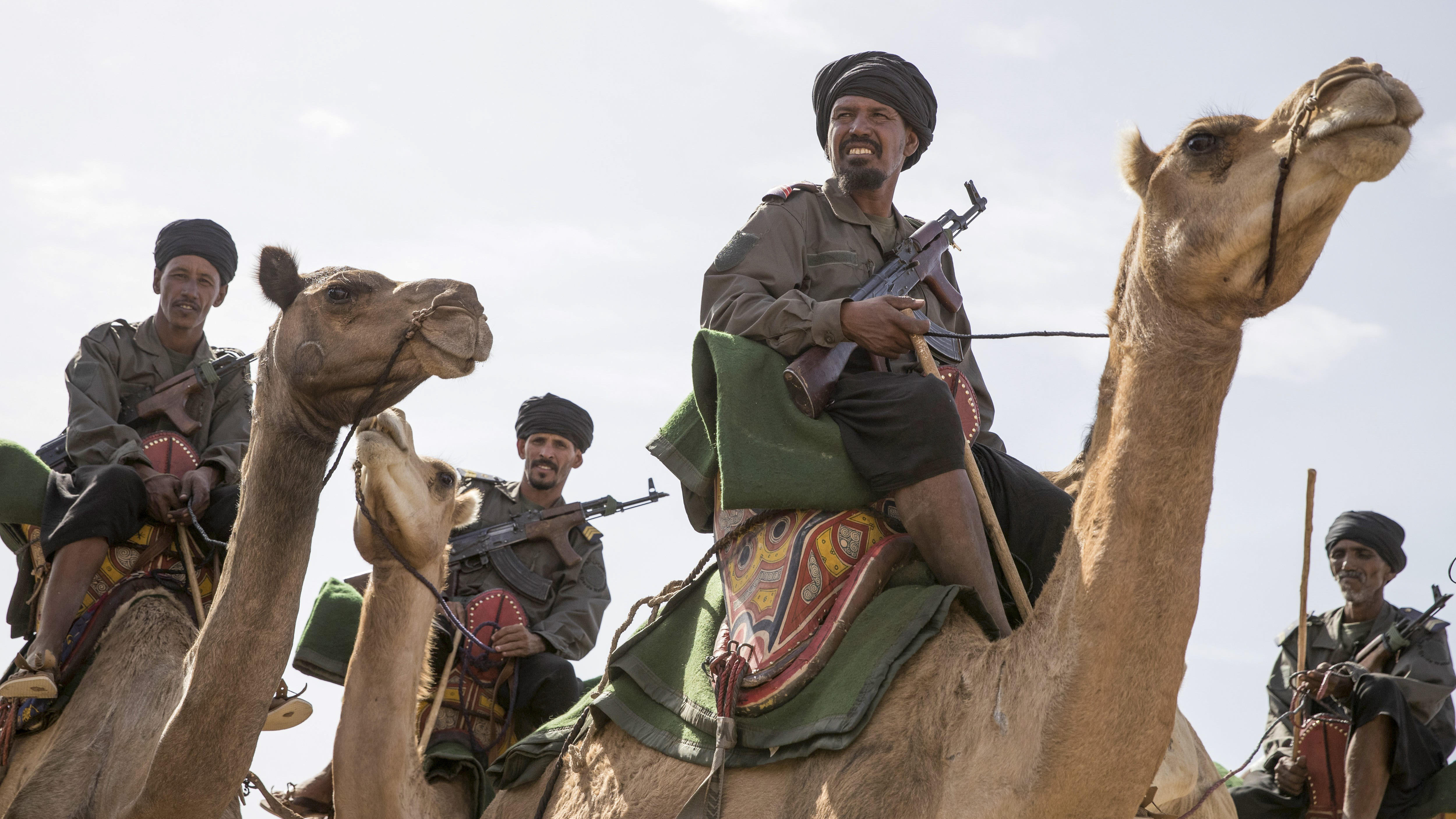 Meharists of the Mauritanian National Guard are seen on November 23, 2018, in Nema, southeast Mauritania, ahead of the National Day. (THOMAS SAMSON/AFP/Getty Images)