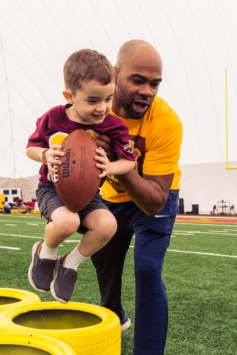 Military children participate in team-building activities for Army Forces Day on Saturday, June 19, 2018, at Redskins Park in Loudoun County, Va. (James Williams/Military Times)