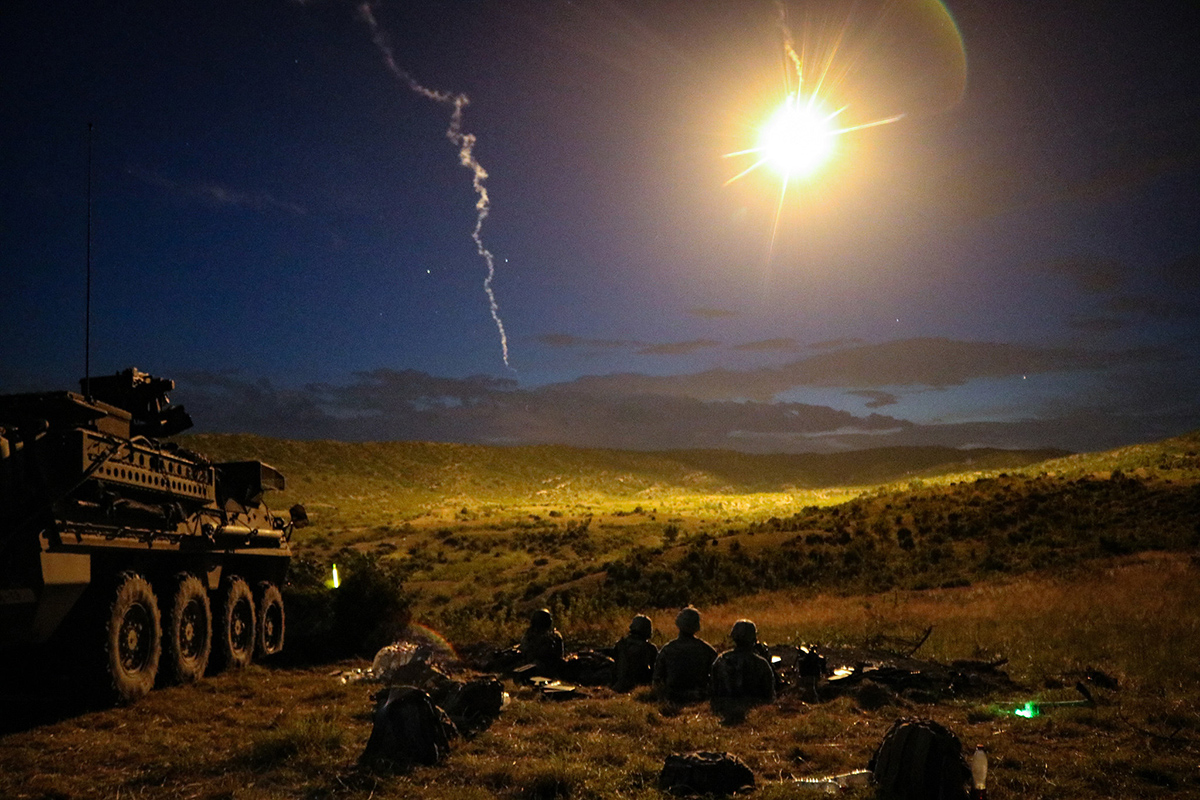 Soldiers conduct a night live-fire iteration of a Combined Arms Live Fire Exercise during Exercise Decisive Strike 2019 at the Training Support Centre, Krivolak, North Macedonia, June 11, 2019. (Staff Sgt. Frances Ariele Tejada/Army)