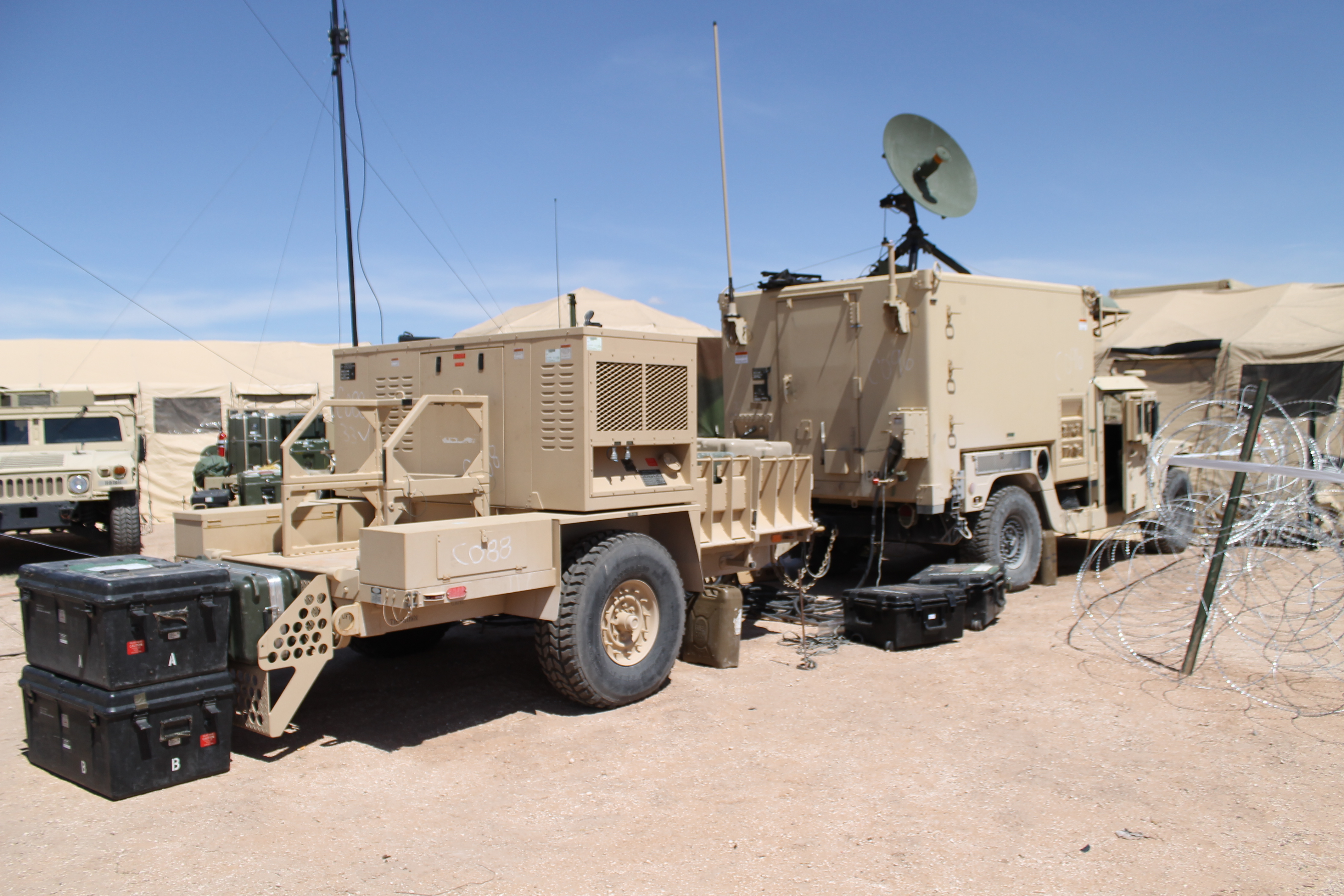 Other network and communications systems were tested and evaluated near the TOC during the NIE including the WIN-T Network Operations and Security Center- Lite, which provides network operations capability with automated tools to respond to network events. The NOSC-L is designed to support units like the air assault unit conducting the NIE because it’s lighter-weight, more mobile and can be sling-loaded. (Jen Judson/Staff)