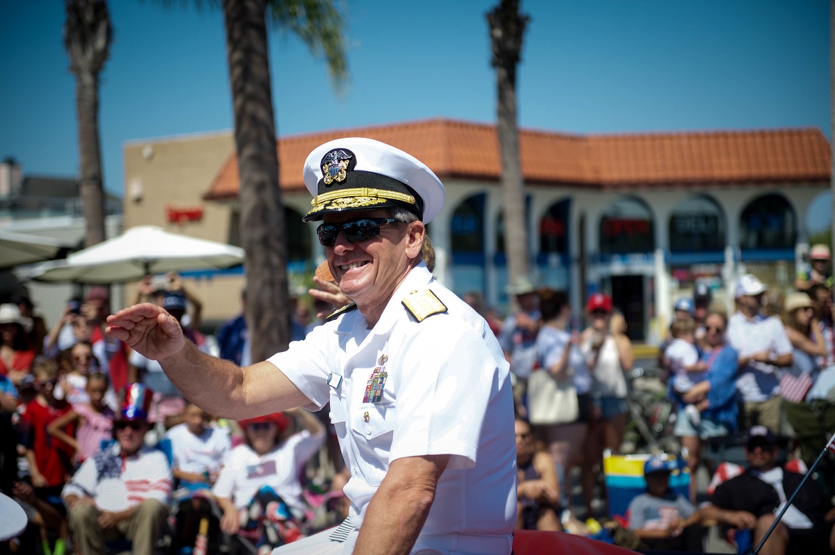 Vice Adm. Richard Brown, commander, Naval Surface Force, U.S. Pacific Fleet serves as grand marshal for the 70th Annual Independence Day Parade. (U.S. Navy/Mass Communication Specialist 2nd Class Nancy C. diBenedetto)