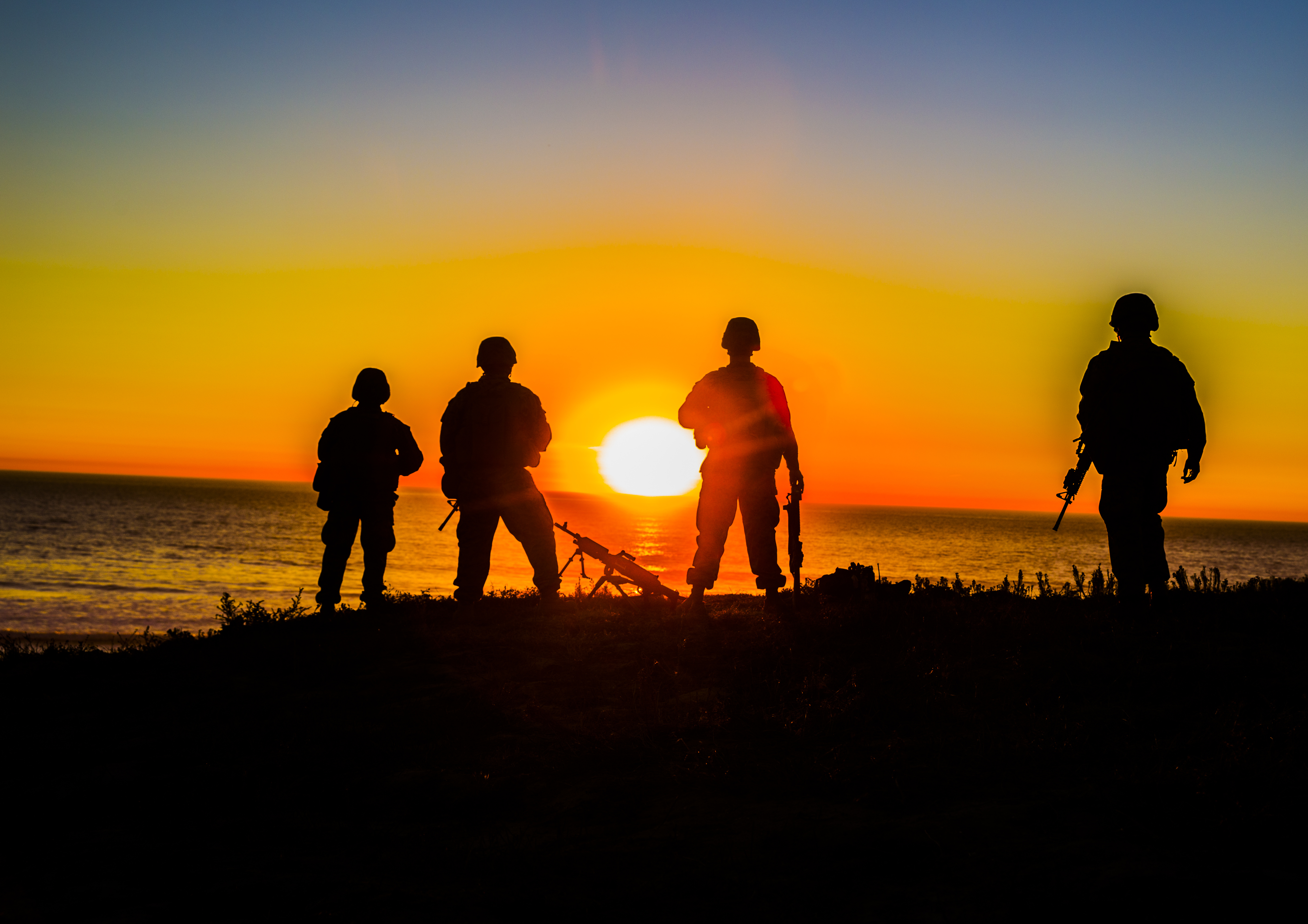 U.S. Marines with Combat Logistics Battalion 11, Headquarters Regiment, 1st Marine Logistics Group, overlook the beach during a field exercise at Camp Pendleton, Calif., Dec. 12, 2017. U.S. Marine Corps photo by Lance Cpl. Adam Dublinske