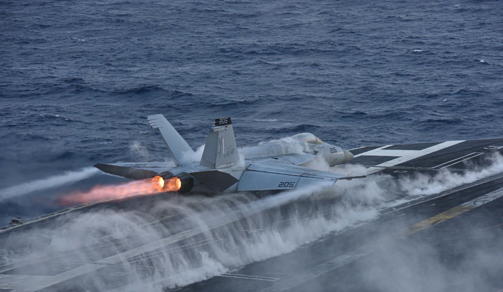 An F/A-18E Super Hornet launches from the flight deck of the aircraft carrier USS Theodore Roosevelt (CVN 71) on Dec. 12, 2019, in the Pacific Ocean. (Mass Communication Specialist 2nd Class Pyoung K. Yi/Navy)