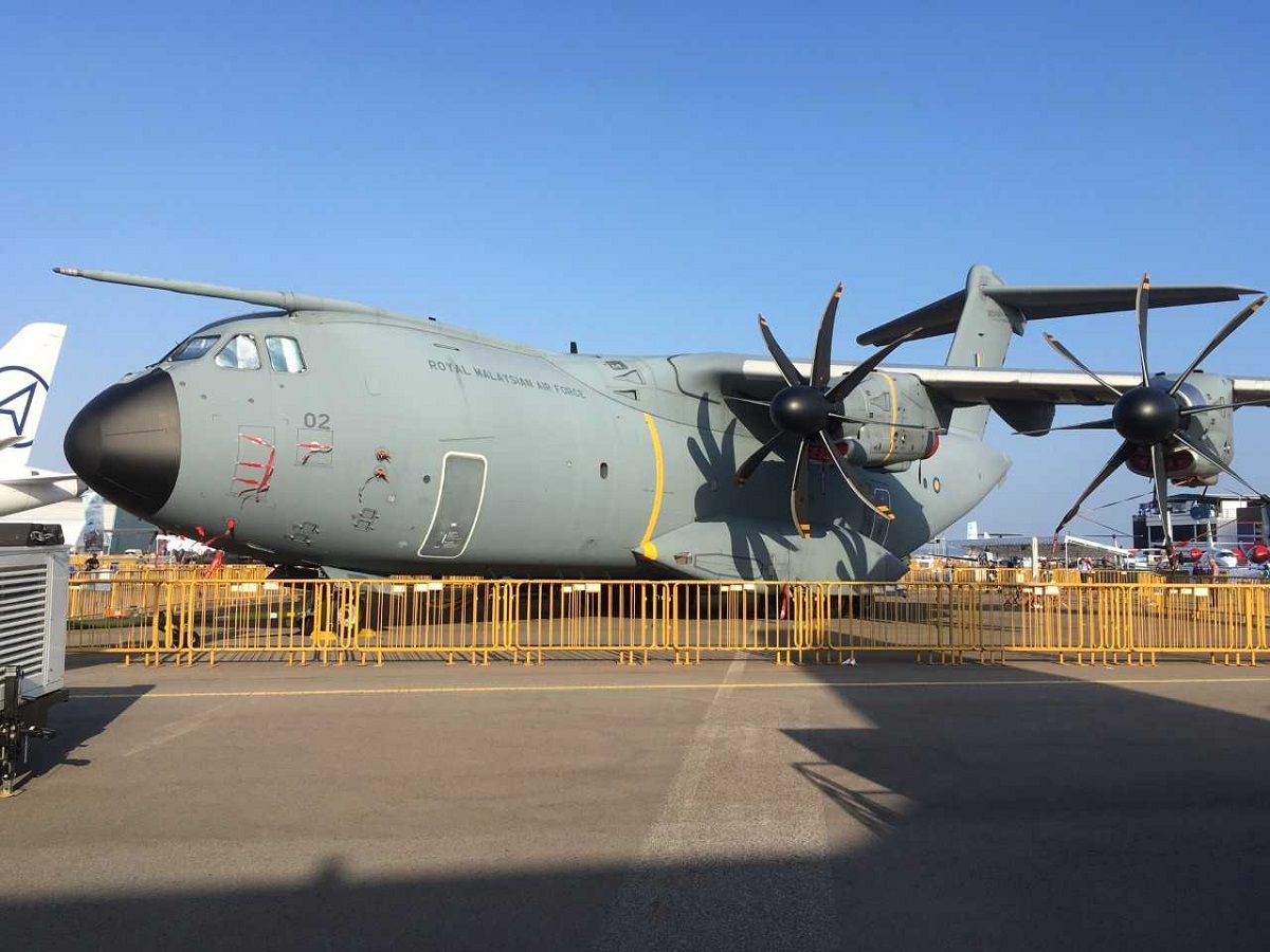 A Royal Malaysian Air Force Airbus A400M was on static display. (Mike Yeo/Staff)