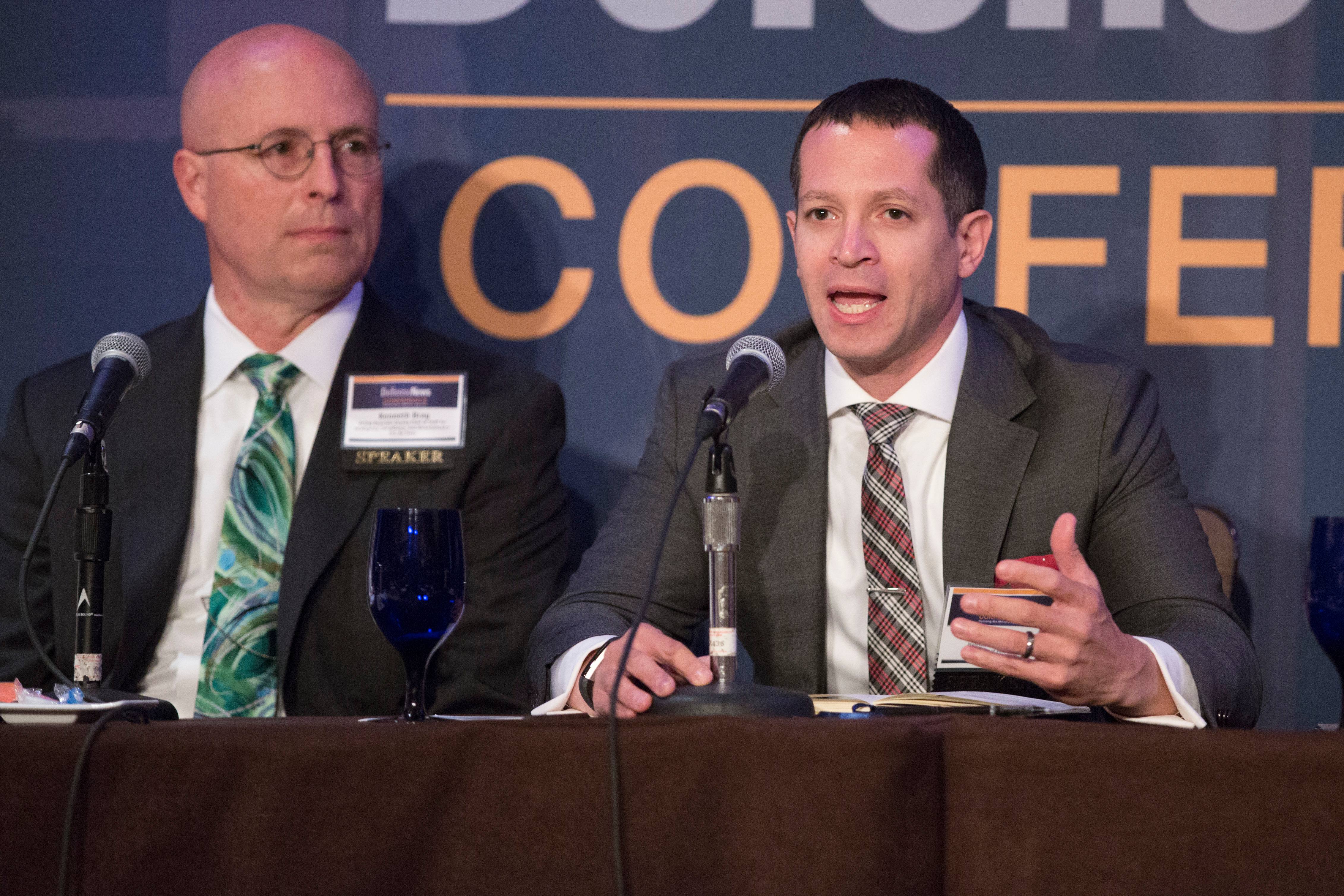 Mike Horowitz, adjunct senior fellow with the Technology and National Security Program of the Center for a New American Security, speaks during a panel on unmanned platforms the Defense News Conference at The Ritz-Carlton in Pentagon City, Va., on Sept. 6, 2017. (Amber Corrin/Staff)