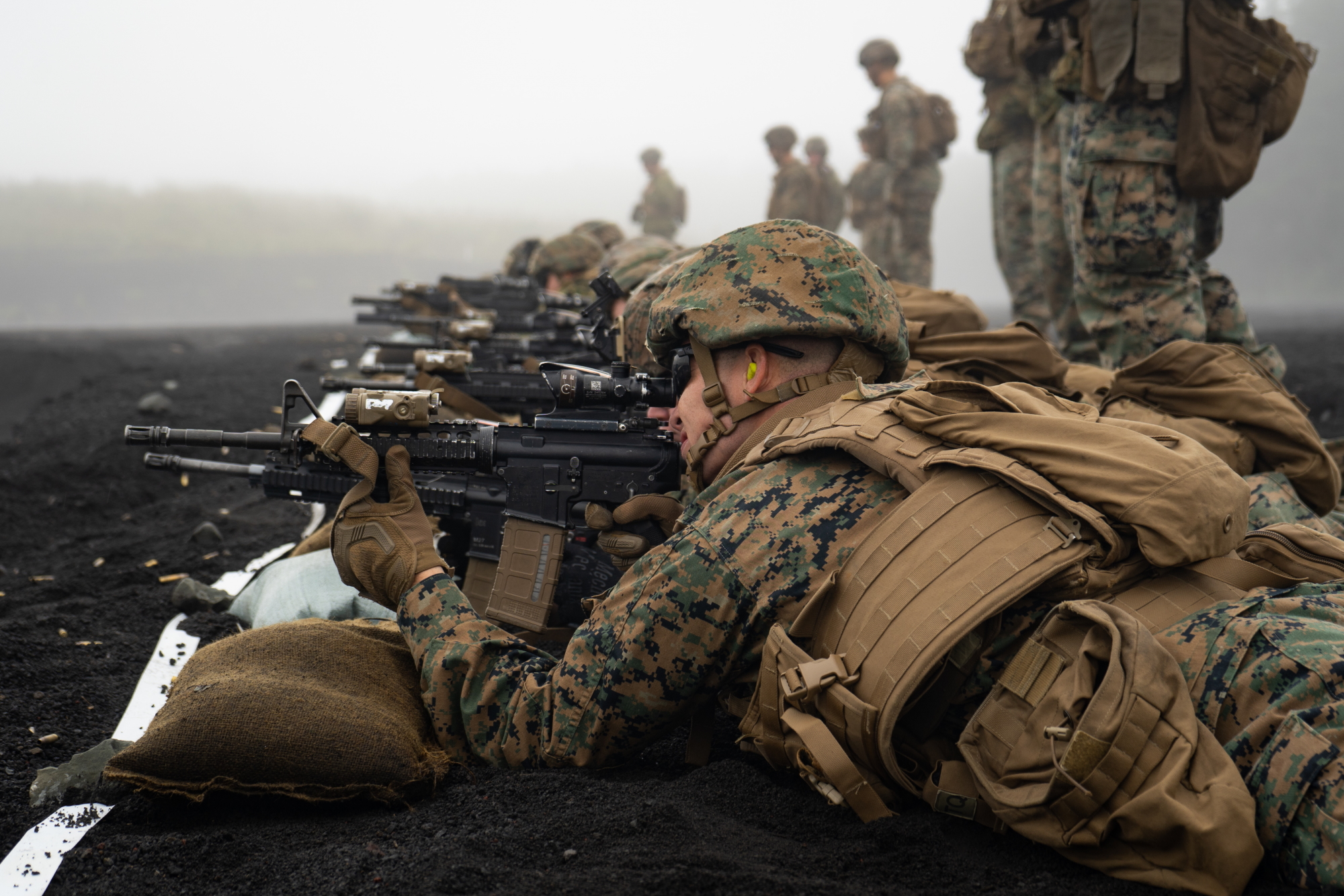 Marine Corps 1st Lt. Zachary Scalzo participates in a combat marksmanship range during exercise Fuji Viper 20.1 at Camp Fuji, Japan, Oct. 16, 2019. (Cpl. Timothy Hernandez/Marine Corps)