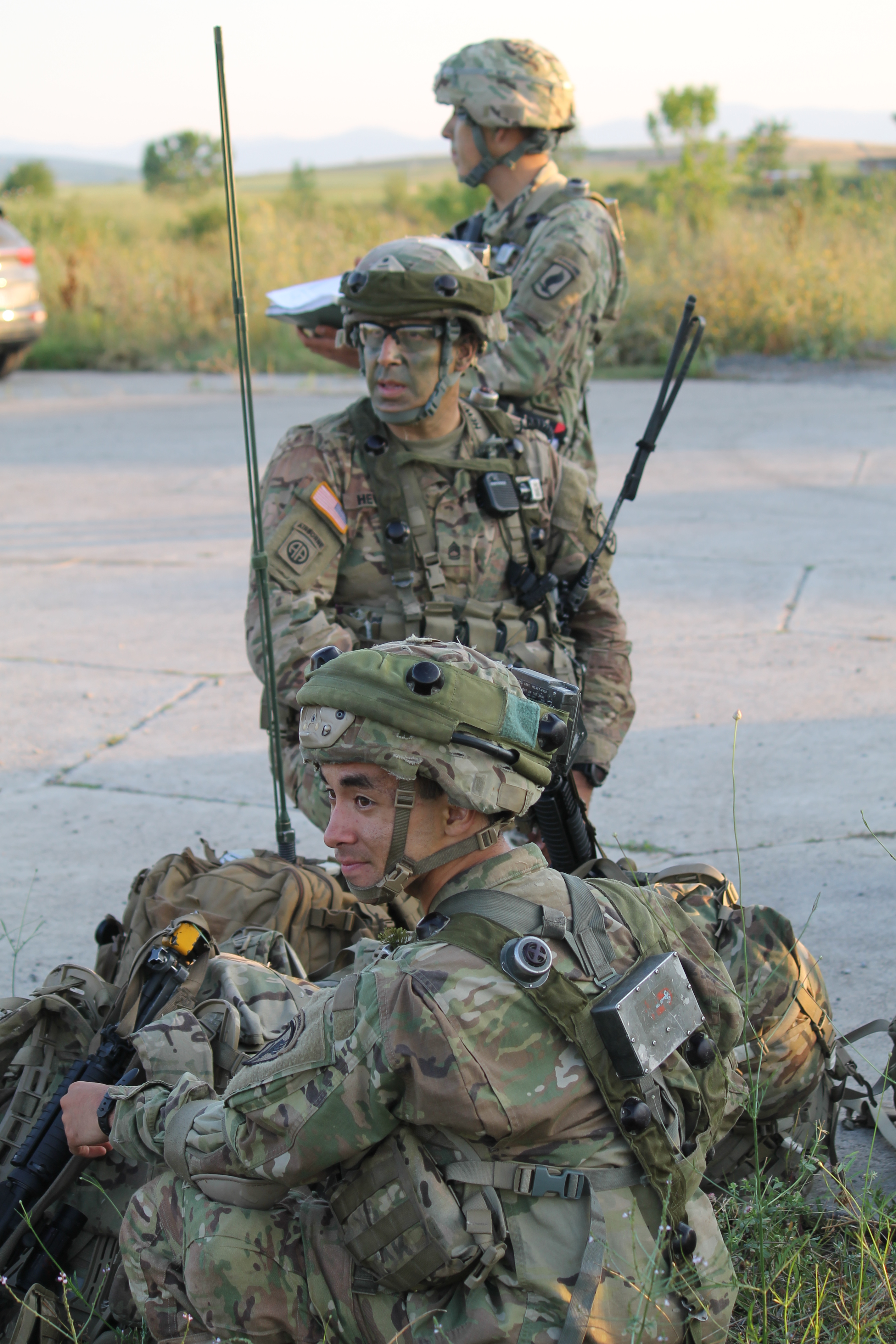 Soldiers prep their communications equipment for the mission at Bezmer Air Base, Bulgaria. (Jen Judson/Staff)