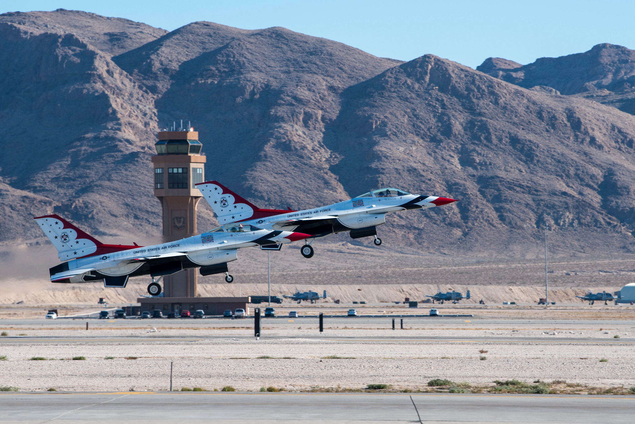 The U.S. Air Force Thunderbirds train for the 2019 show season at Nellis Air Force Base, Nev., Jan 3. 2019. (Staff. Sgt. Ashley Corkins/Air Force)